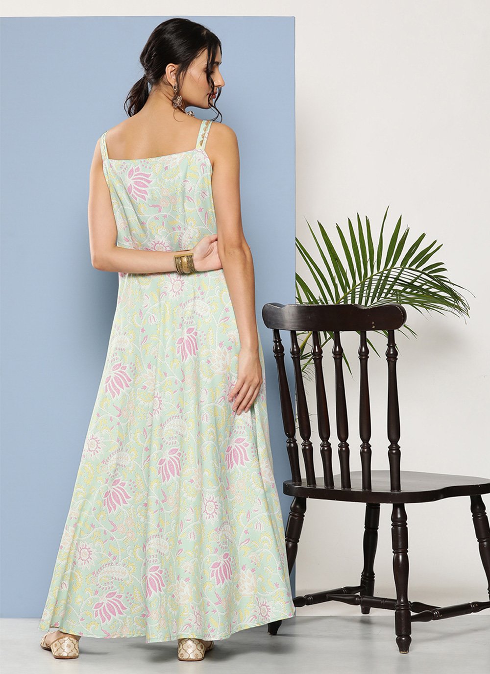 Designer Kurti Viscose Aqua Blue Sea Green Print Kurtis