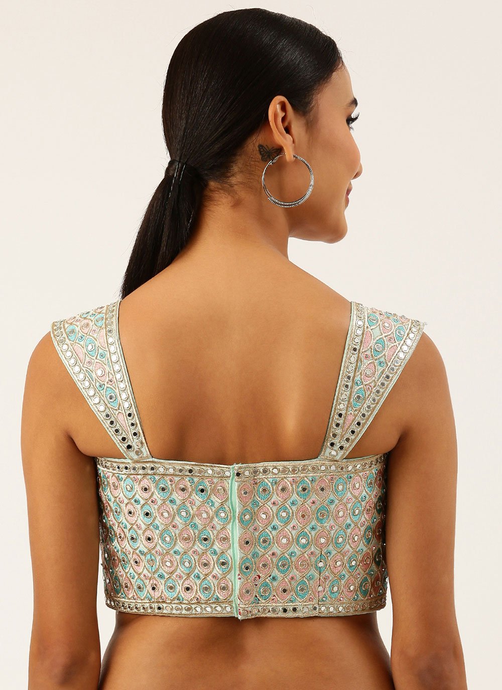 Blouse Silk Aqua Blue Embroidered Blouse
