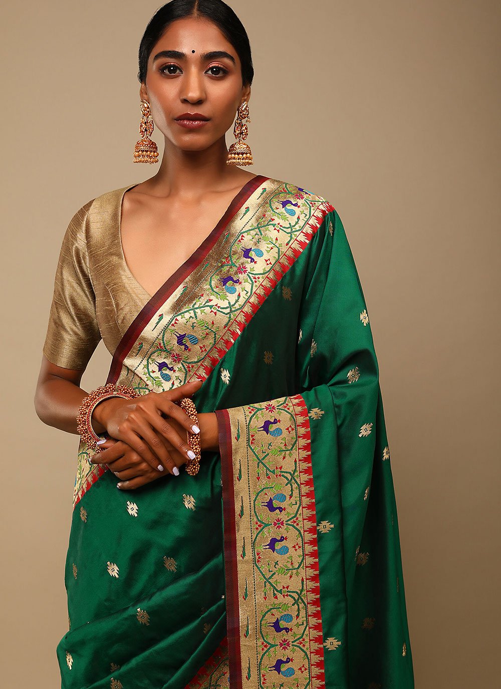 Classic Art Banarasi Silk Green Woven Saree