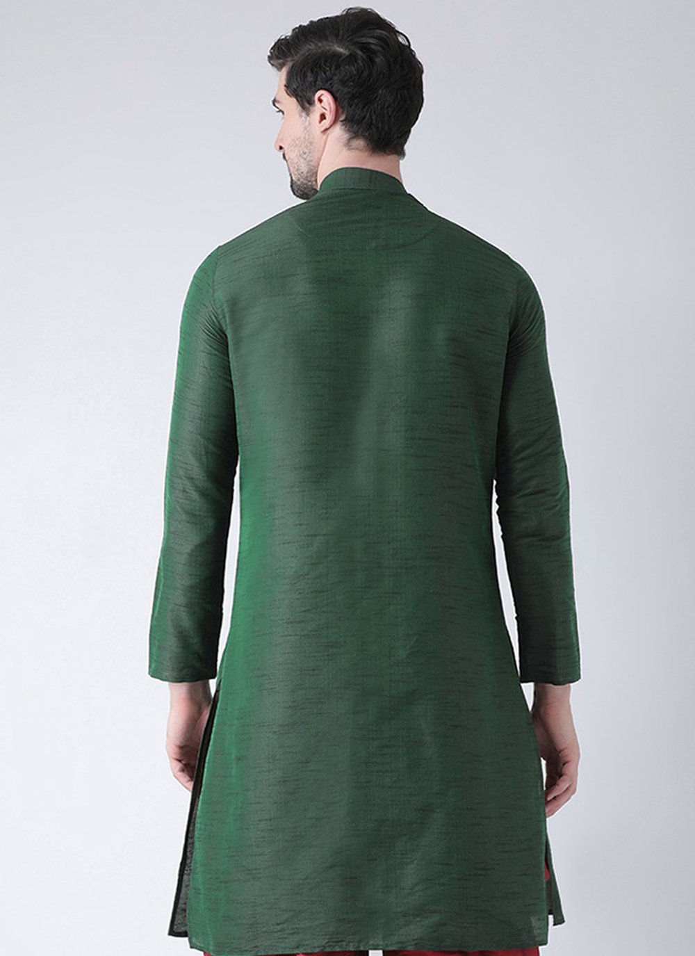 Angrakha Art Dupion Silk Green Embroidered Mens