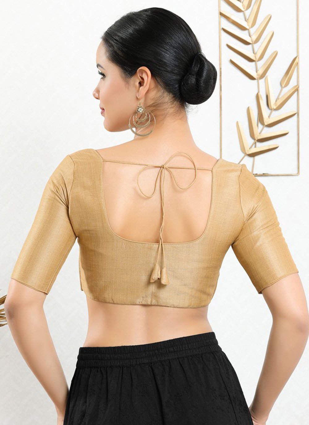 Designer Blouse Art Silk Beige Plain Blouse