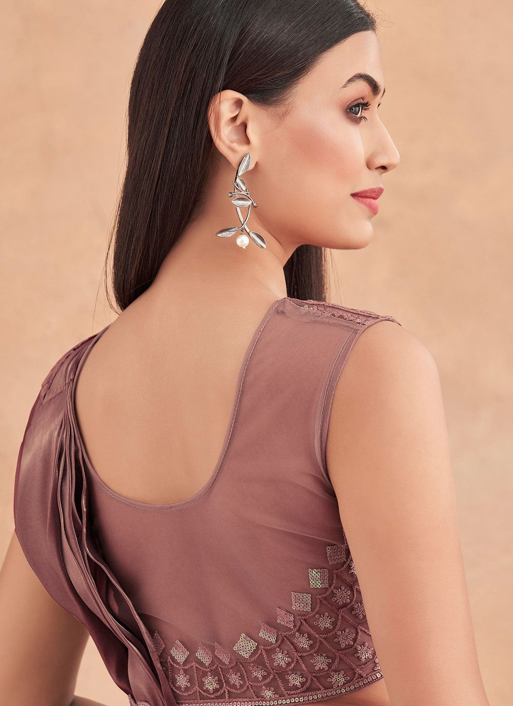 Trendy Saree Art Silk Brown Embroidered Saree