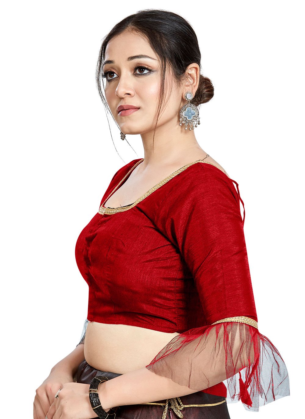 Designer Blouse Art Silk Red Plain Blouse