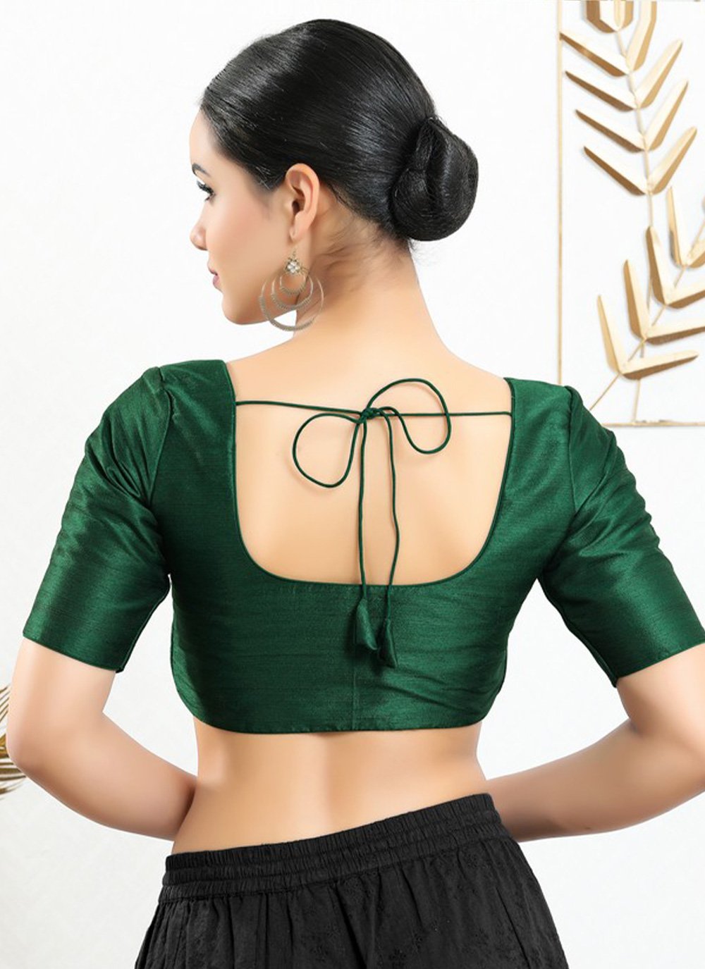 Designer Blouse Art Silk Green Plain Blouse
