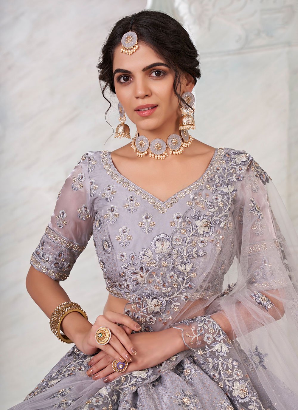 A Line Lehenga Art Silk Lavender Dori Work Lehenga Choli
