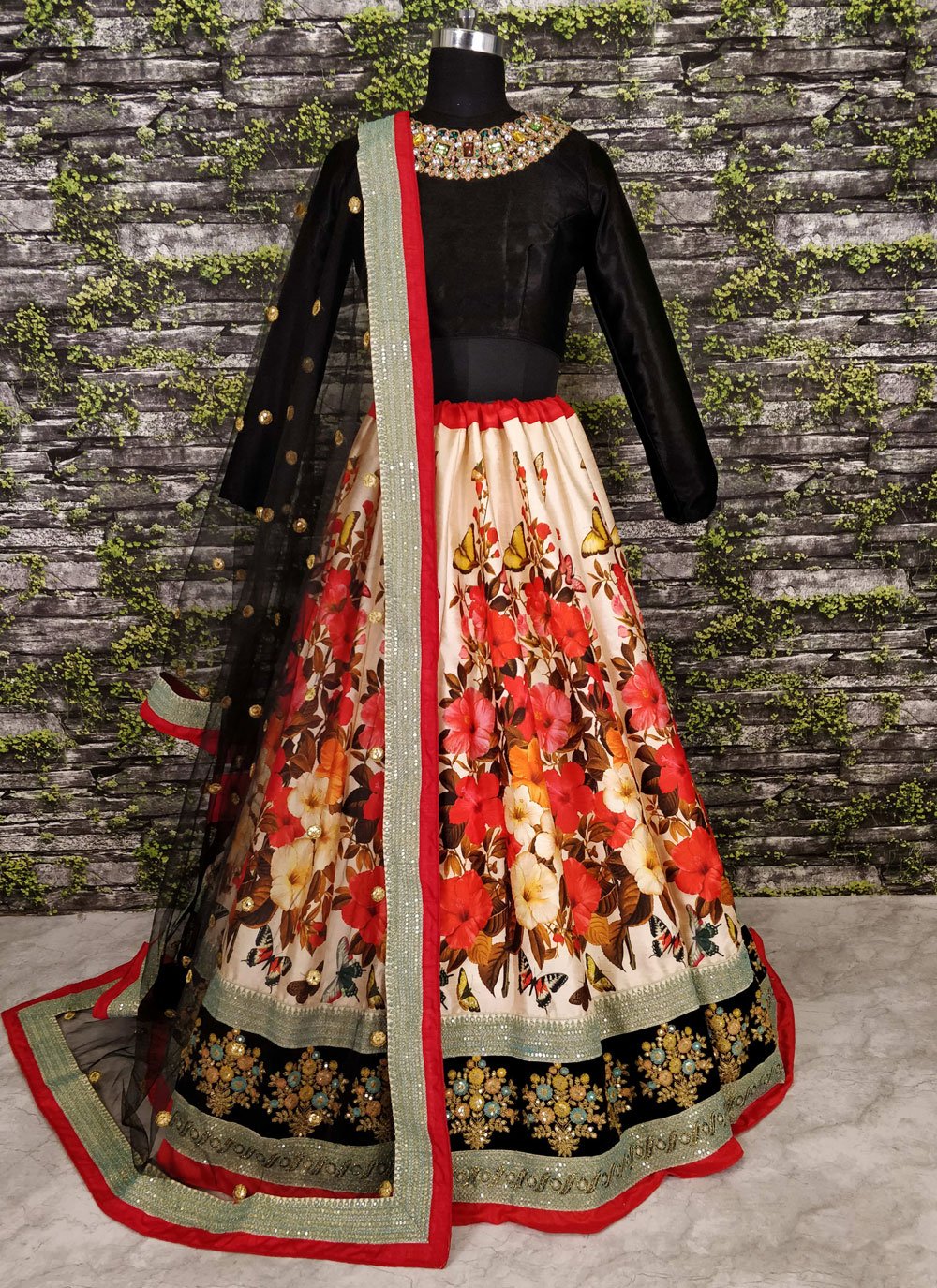 Lehenga Choli Art Silk Multi Colour Digital Print Lehenga Choli