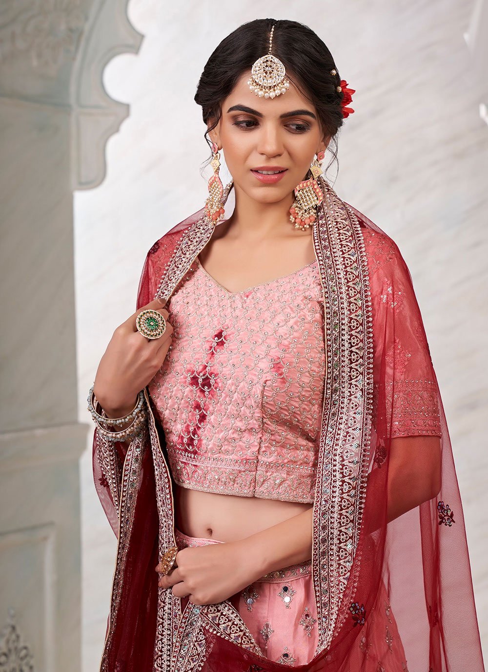 Lehenga Choli Art Silk Pink Dori Work Lehenga Choli
