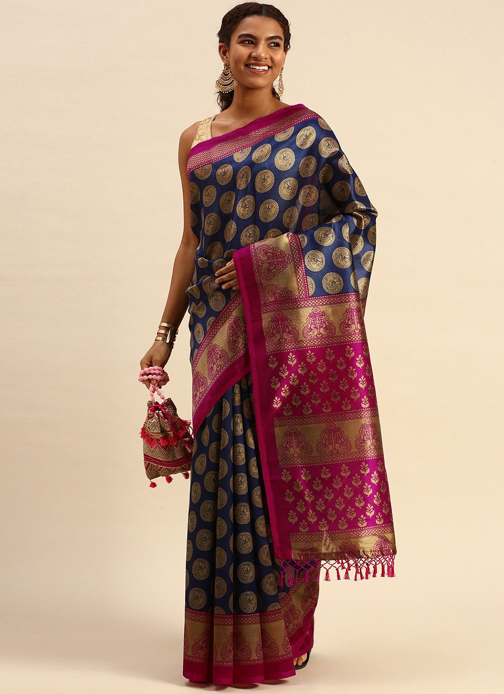 Casual Art Silk Blue Weaving Saree