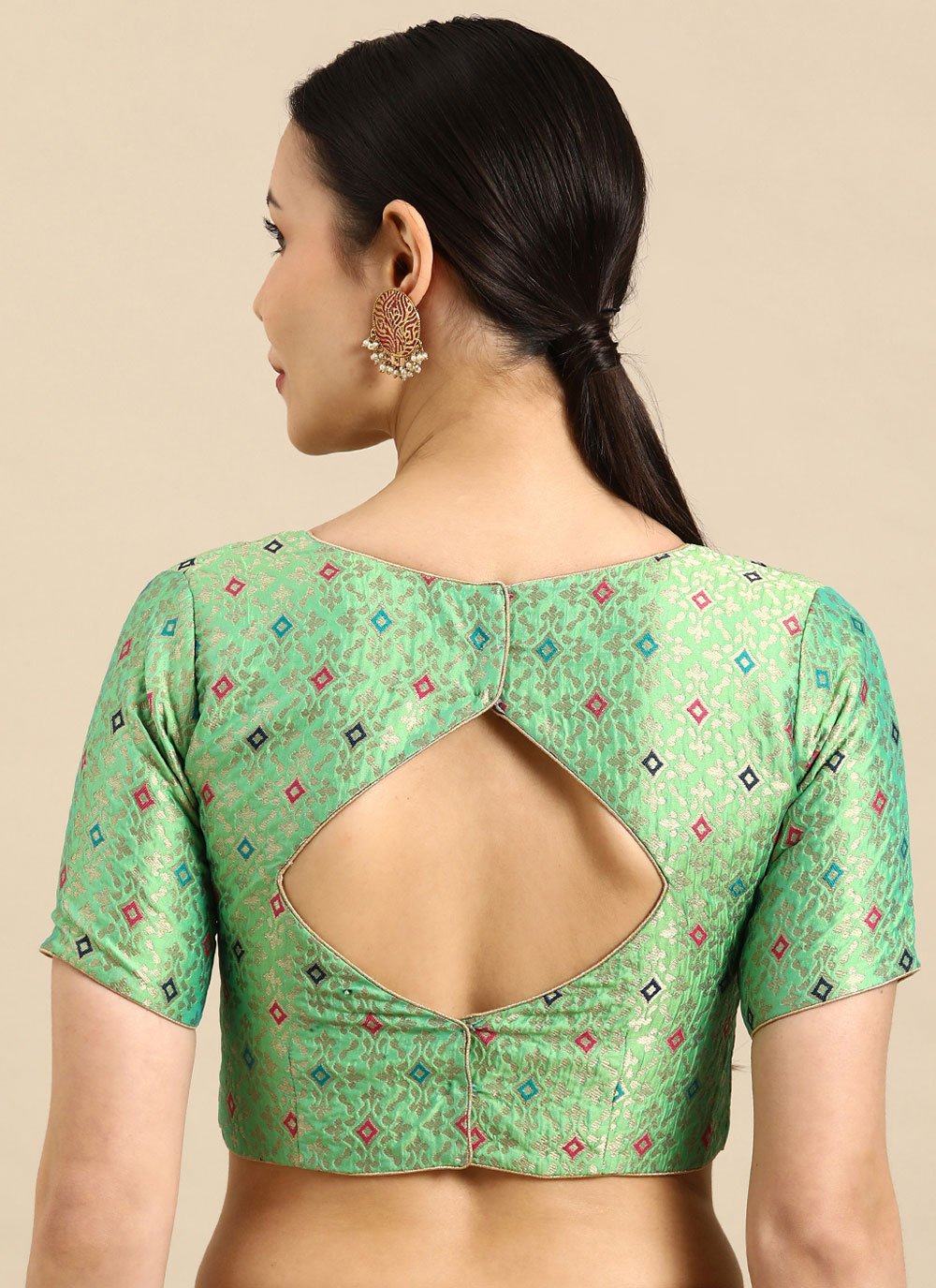 Blouse Banarasi Jacquard Sea Green Weaving Blouse