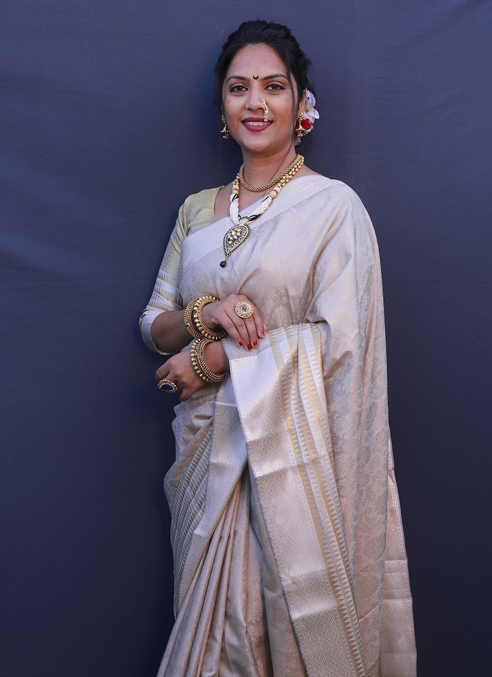 Trendy Saree Banarasi Silk Beige Jacquard Work Saree