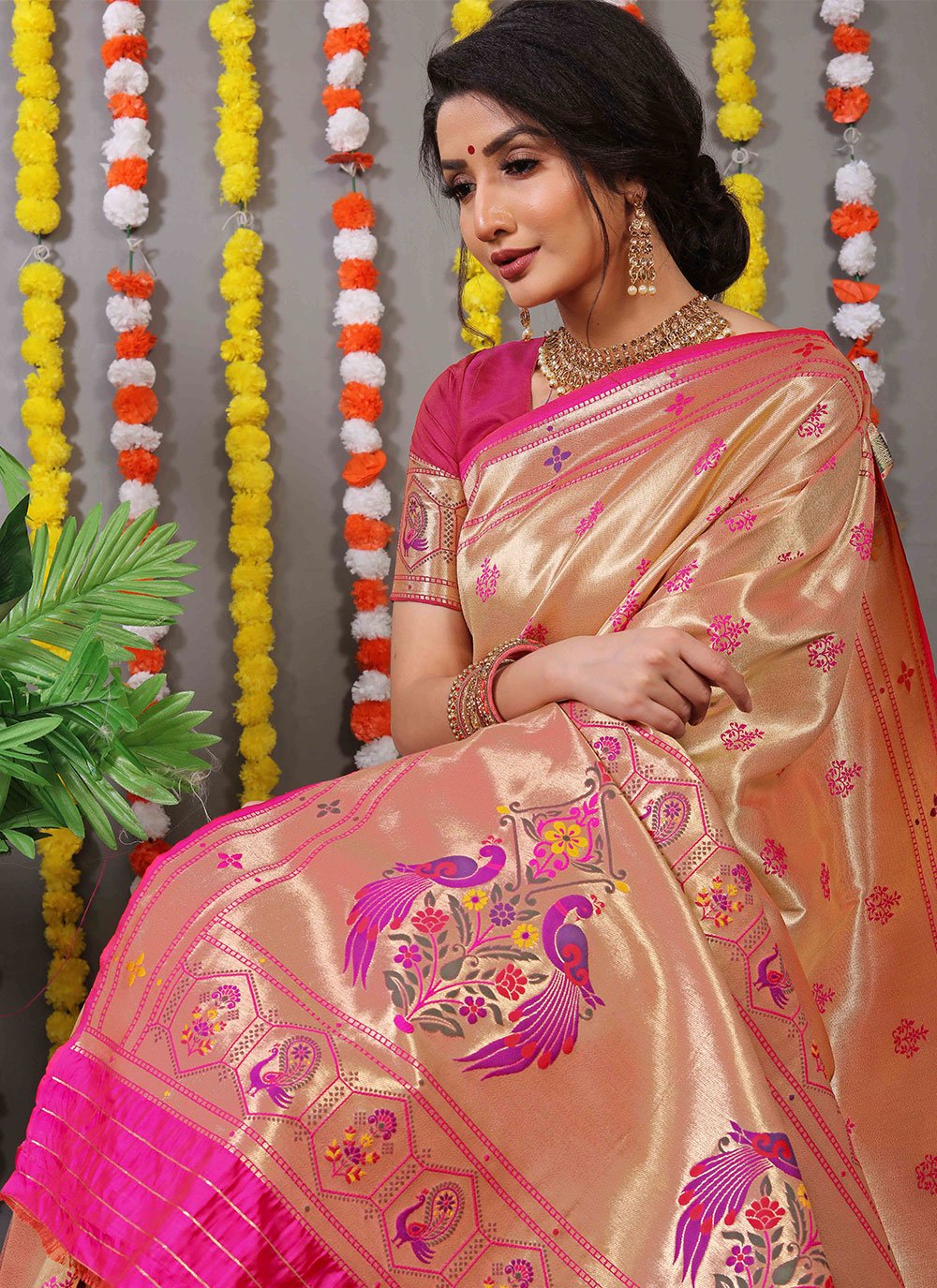 Classic Banarasi Silk Rani Weaving Saree