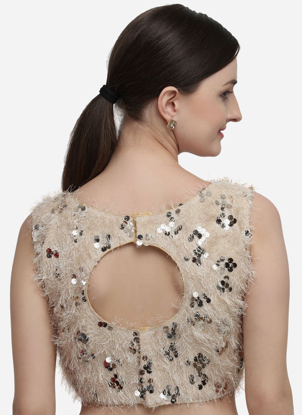 Blouse Silk Beige Embroidered Blouse