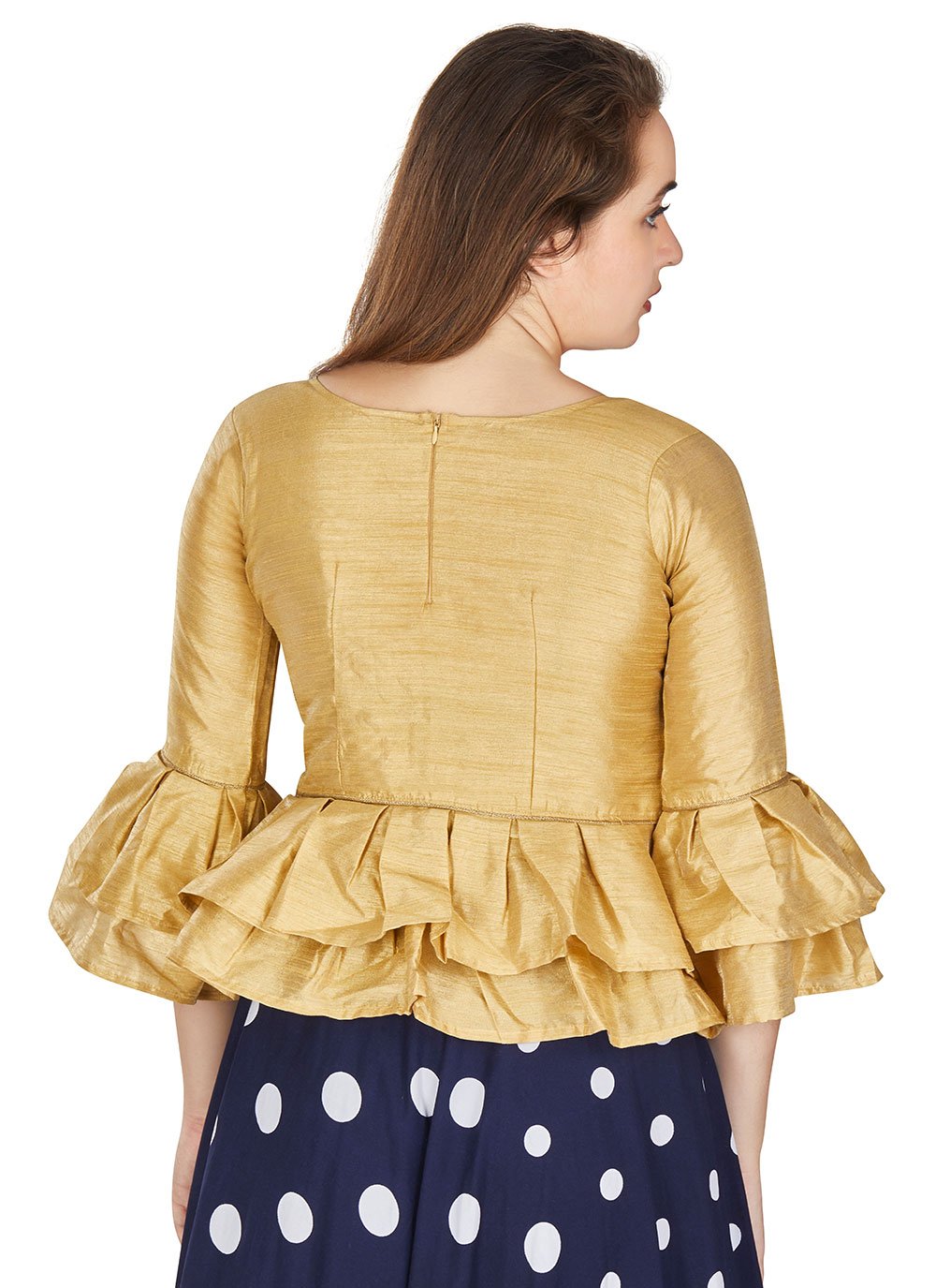 Designer Blouse Art Silk Beige Plain Blouse