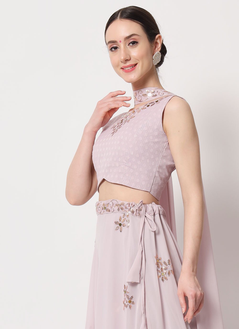 Lehenga Choli Georgette Beige Embroidered Lehenga Choli