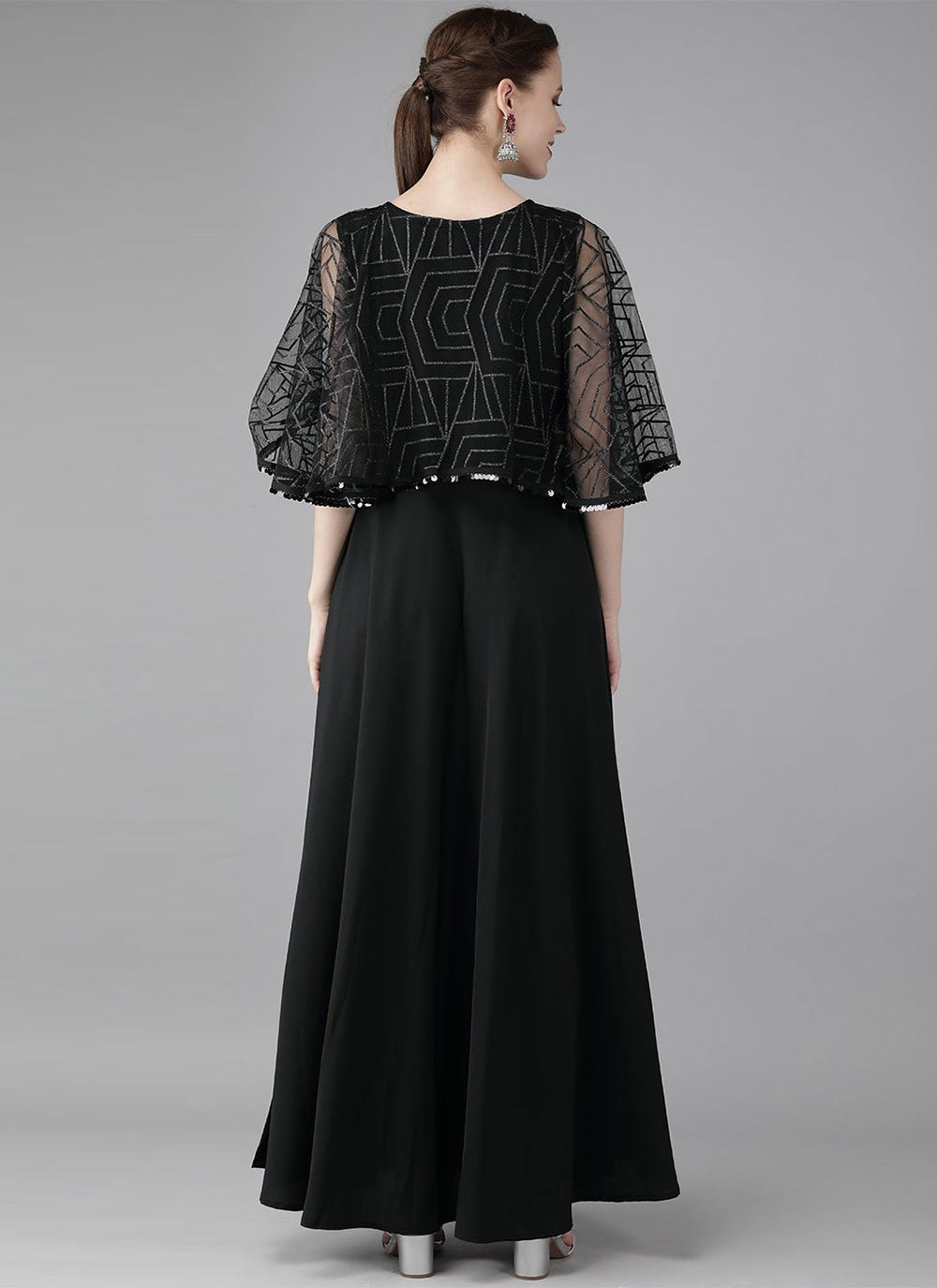 Designer Kurti Crepe Silk Black Print Kurtis