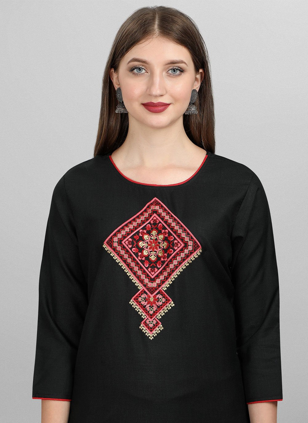 Salwar Suit Cotton Black Embroidered Salwar Kameez