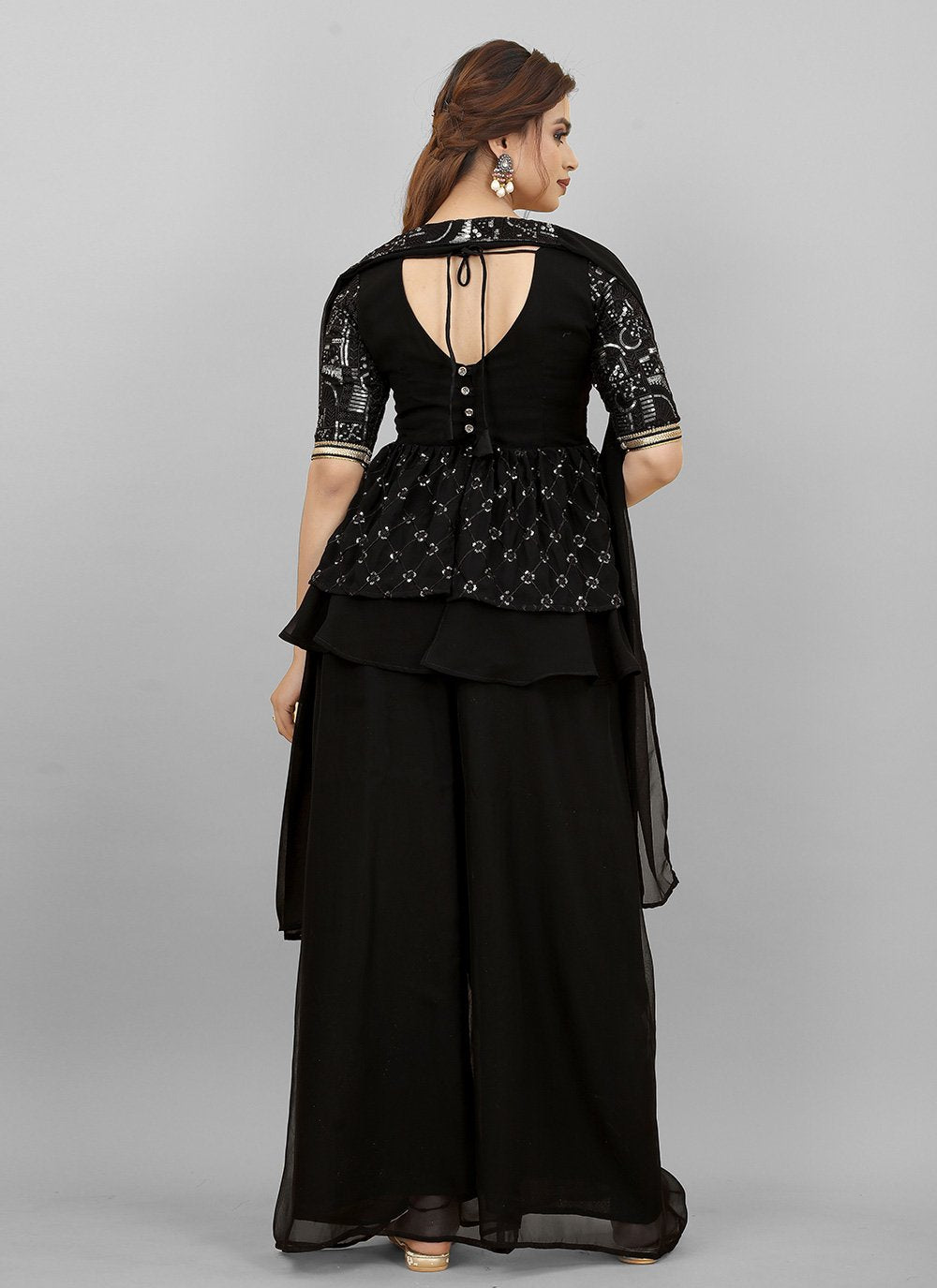 Salwar Suit Georgette Black Embroidered Salwar Kameez