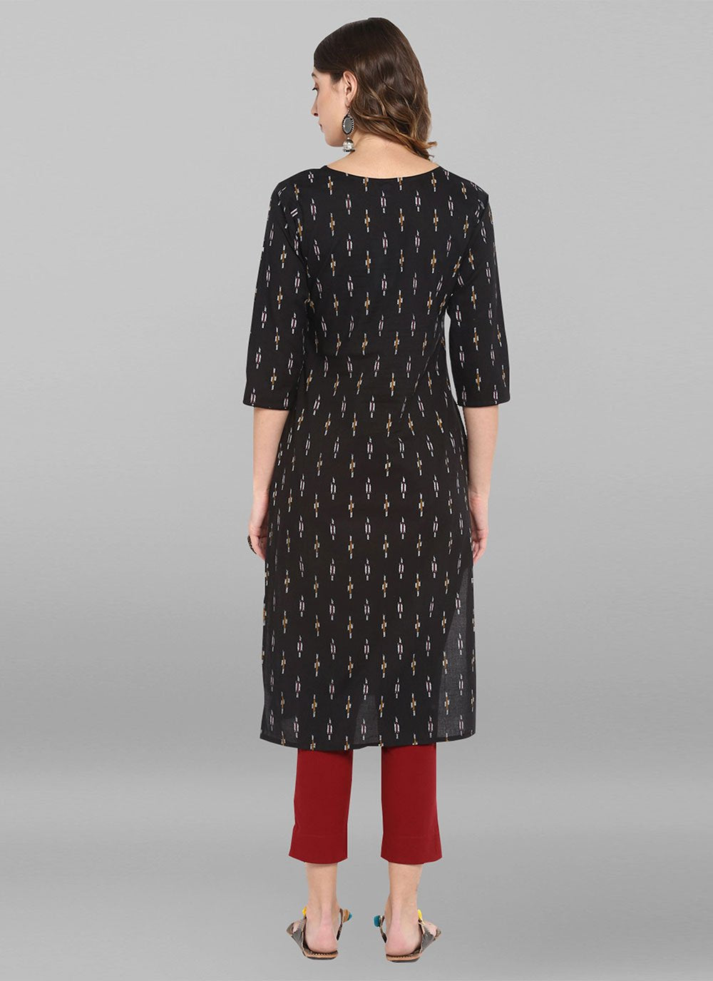 Designer Kurti Cotton Black Print Kurtis