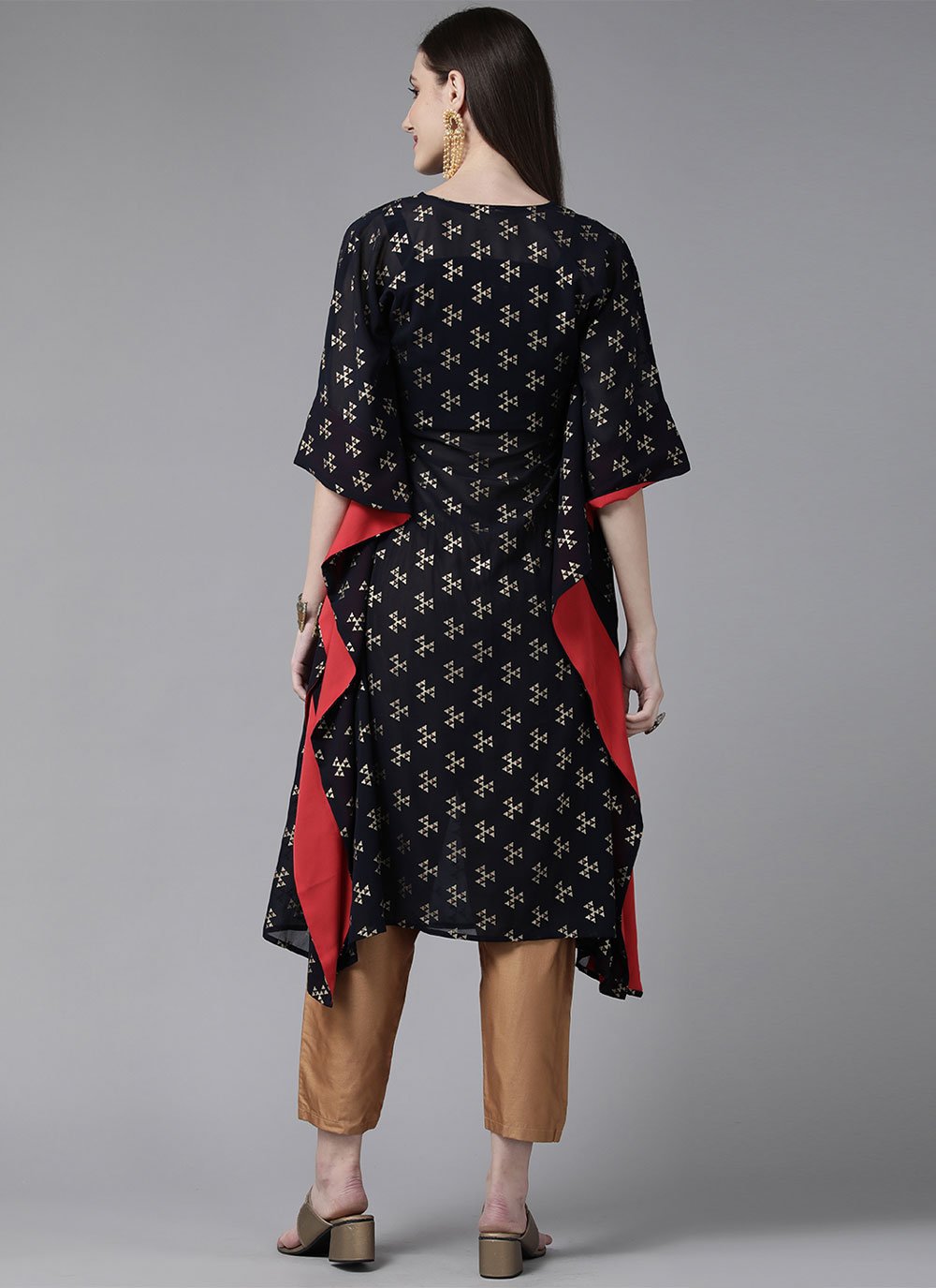 Designer Kurti Georgette Black Print Kurtis