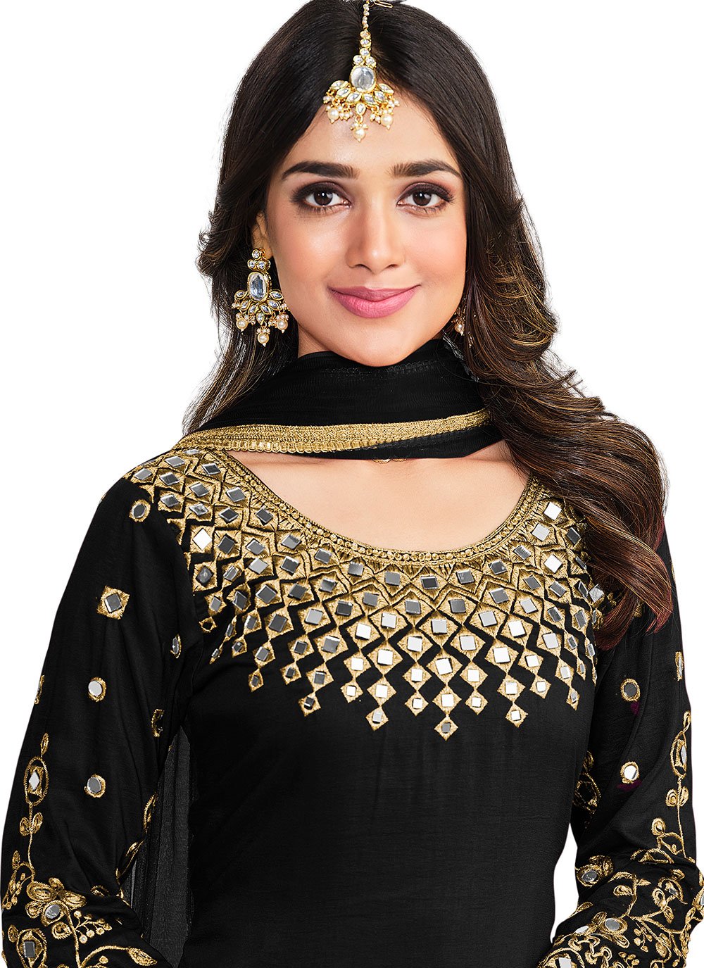 Salwar Suit Silk Black Embroidered Salwar Kameez