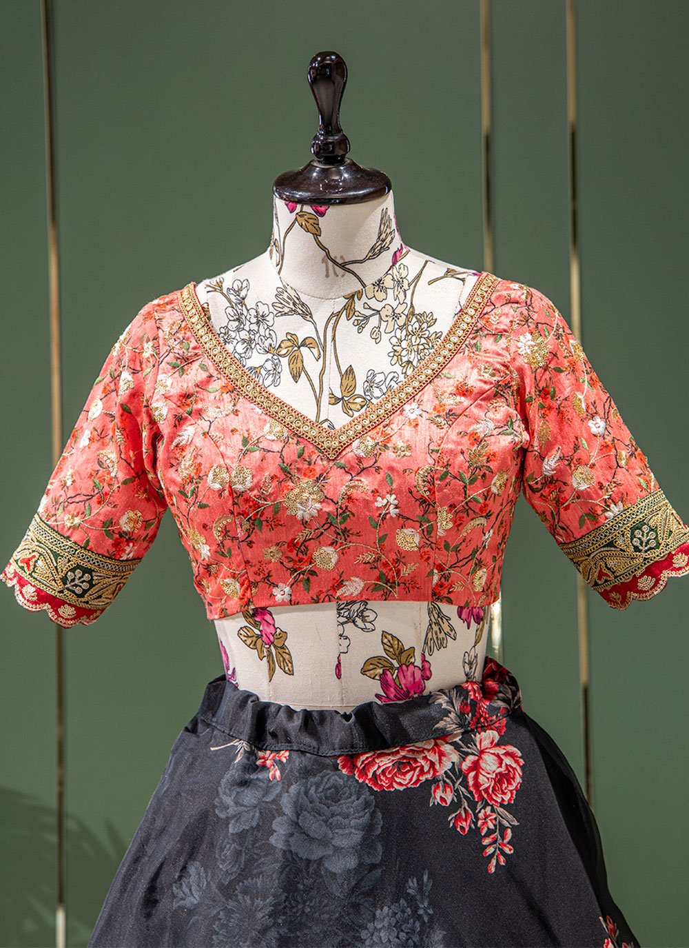 Lehenga Choli Organza Black Embroidered Lehenga Choli