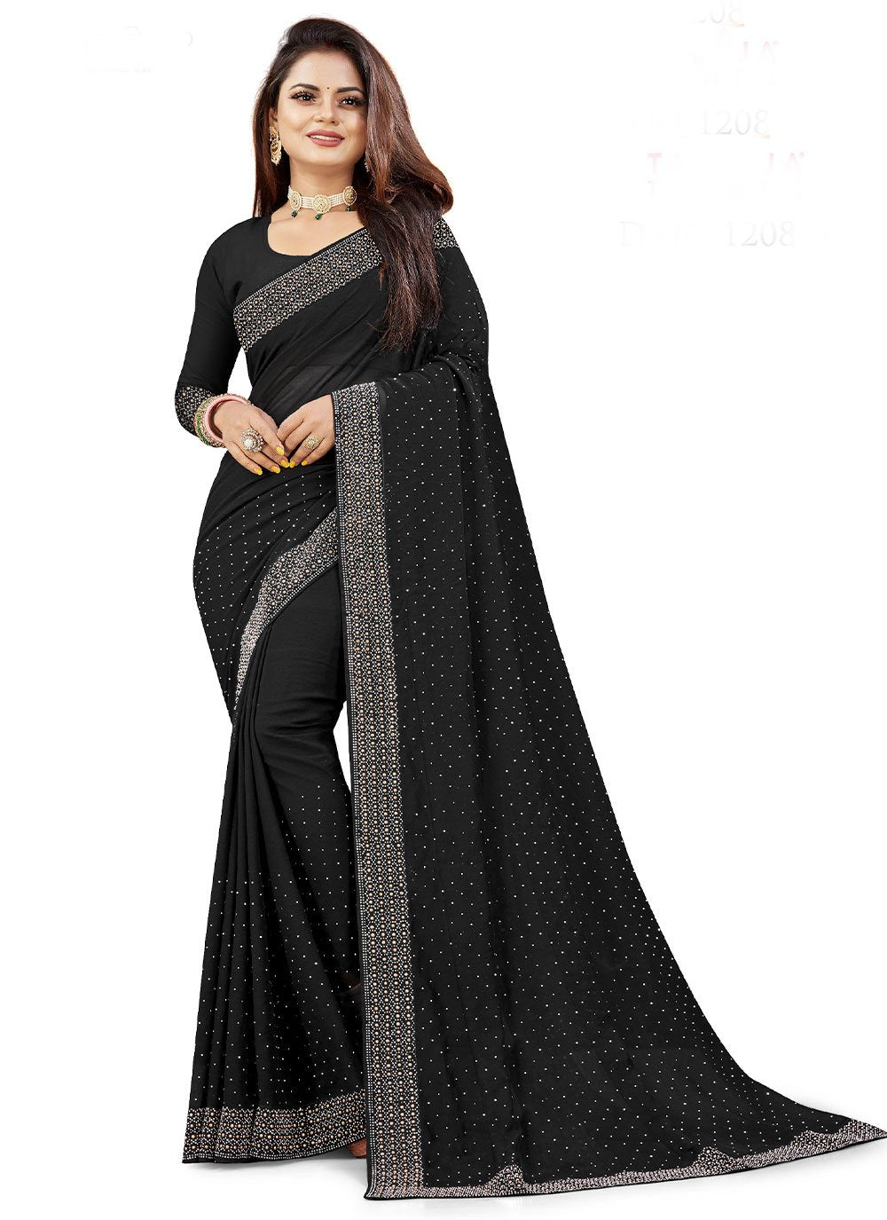 Trendy Saree Georgette Black Embroidered Saree