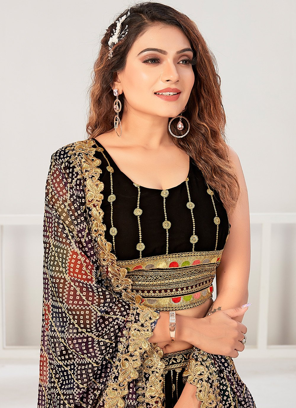 Lehenga Choli Georgette Black Embroidered Lehenga Choli