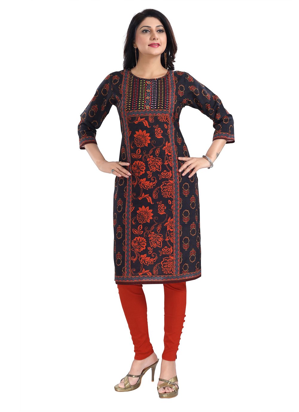 Designer Kurti Blended Cotton Grey Digital Print Kurtis