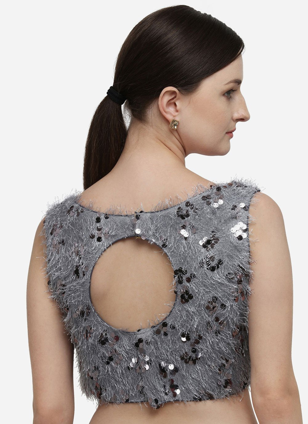 Blouse Silk Grey Embroidered Blouse