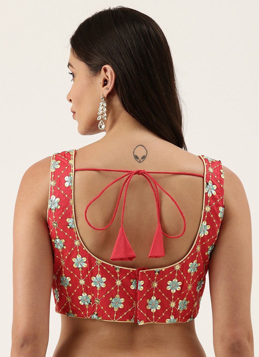 Blouse Silk Red Embroidered Blouse