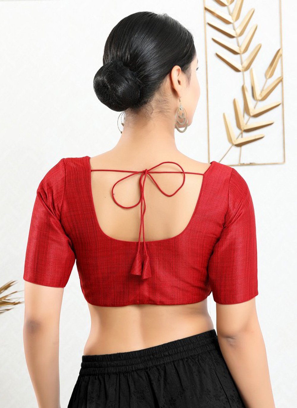 Blouse Art Silk Red Plain Blouse