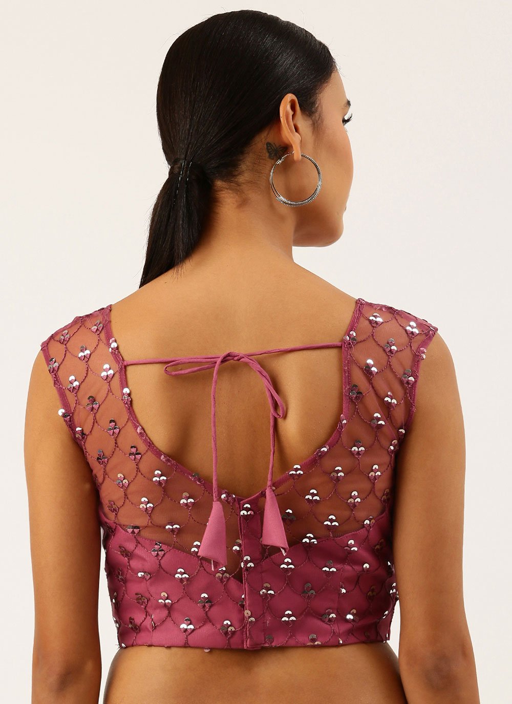 Blouse Raw Silk Mauve Sequins Blouse