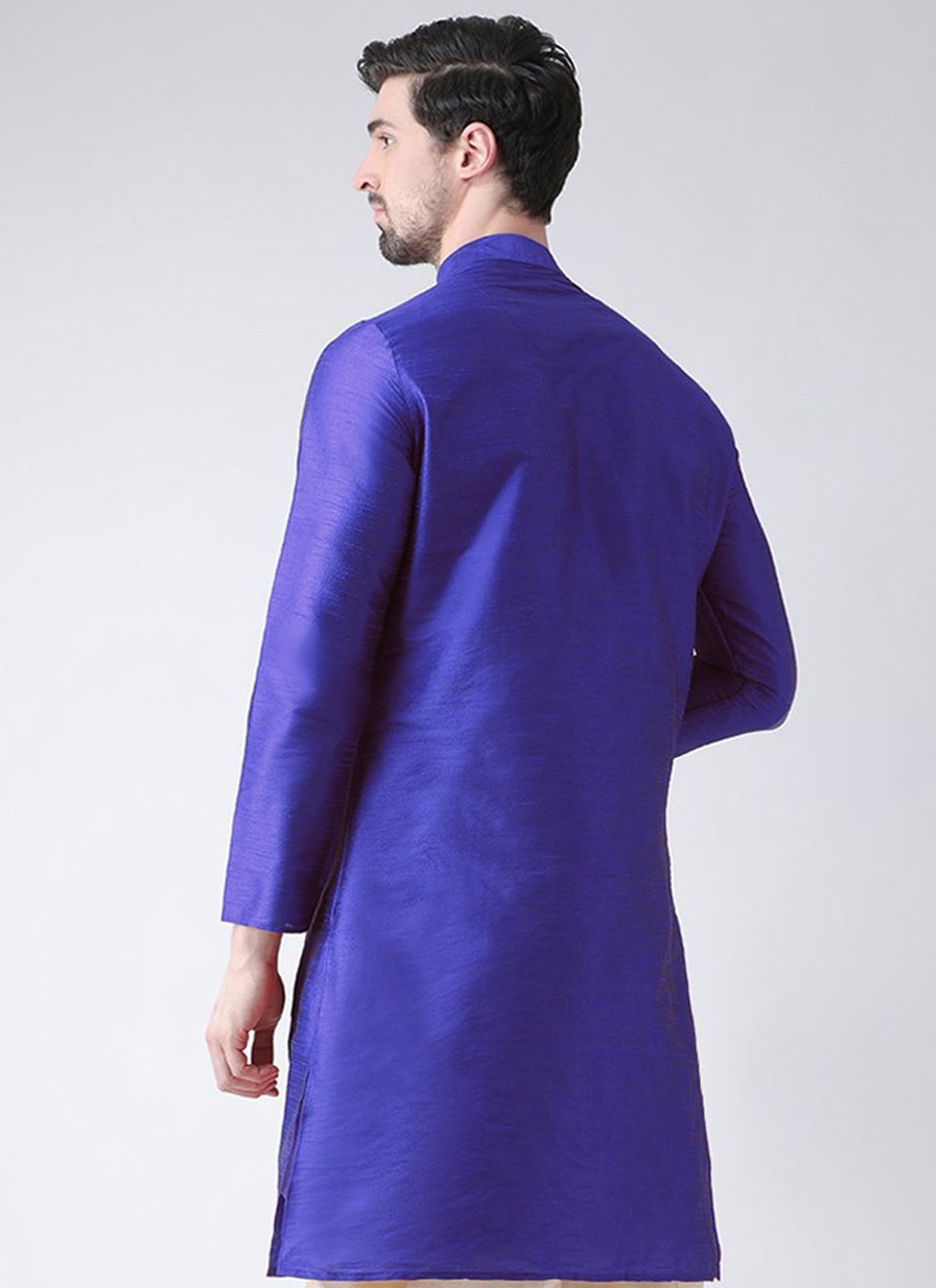 Angrakha Art Dupion Silk Blue Embroidered Mens