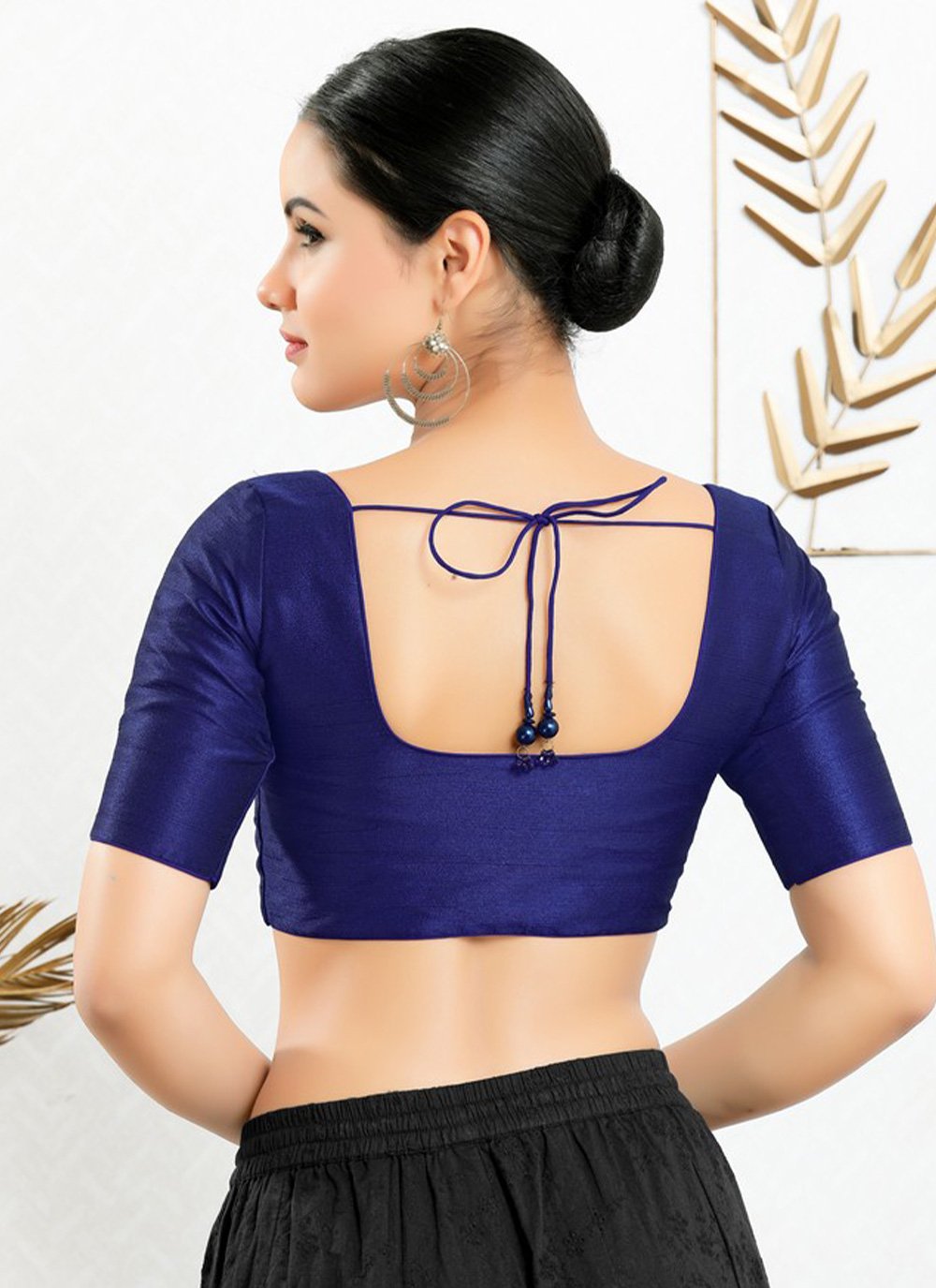 Blouse Art Silk Blue Plain Blouse