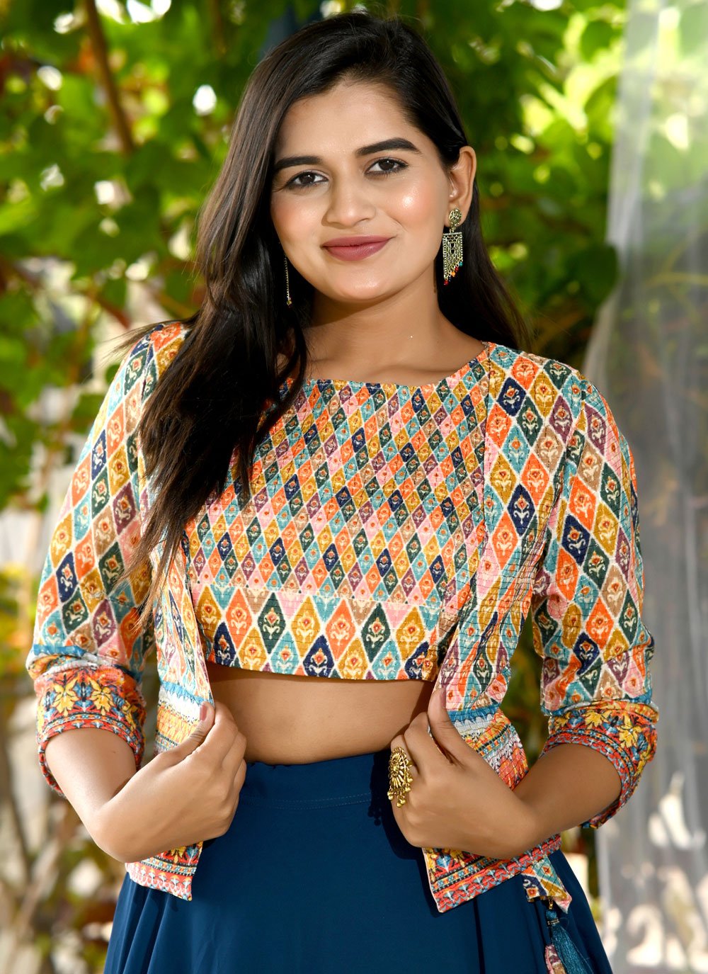 Readymade Lehenga Choli Georgette Blue Plain Lehenga Choli