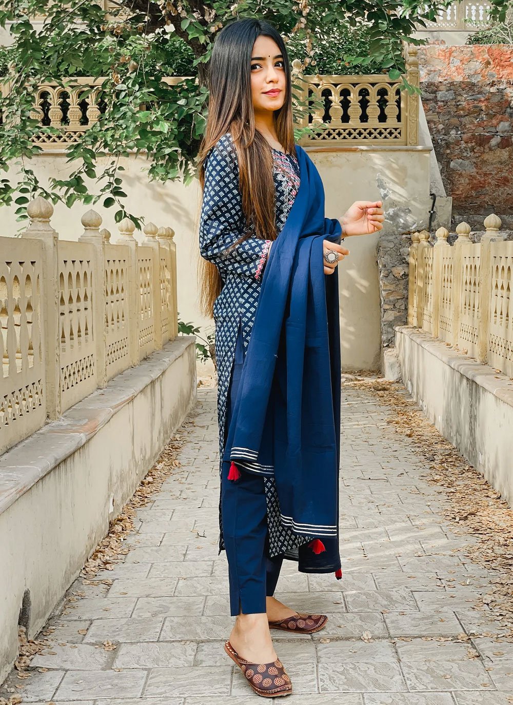Salwar Suit Cotton Blue Print Salwar Kameez