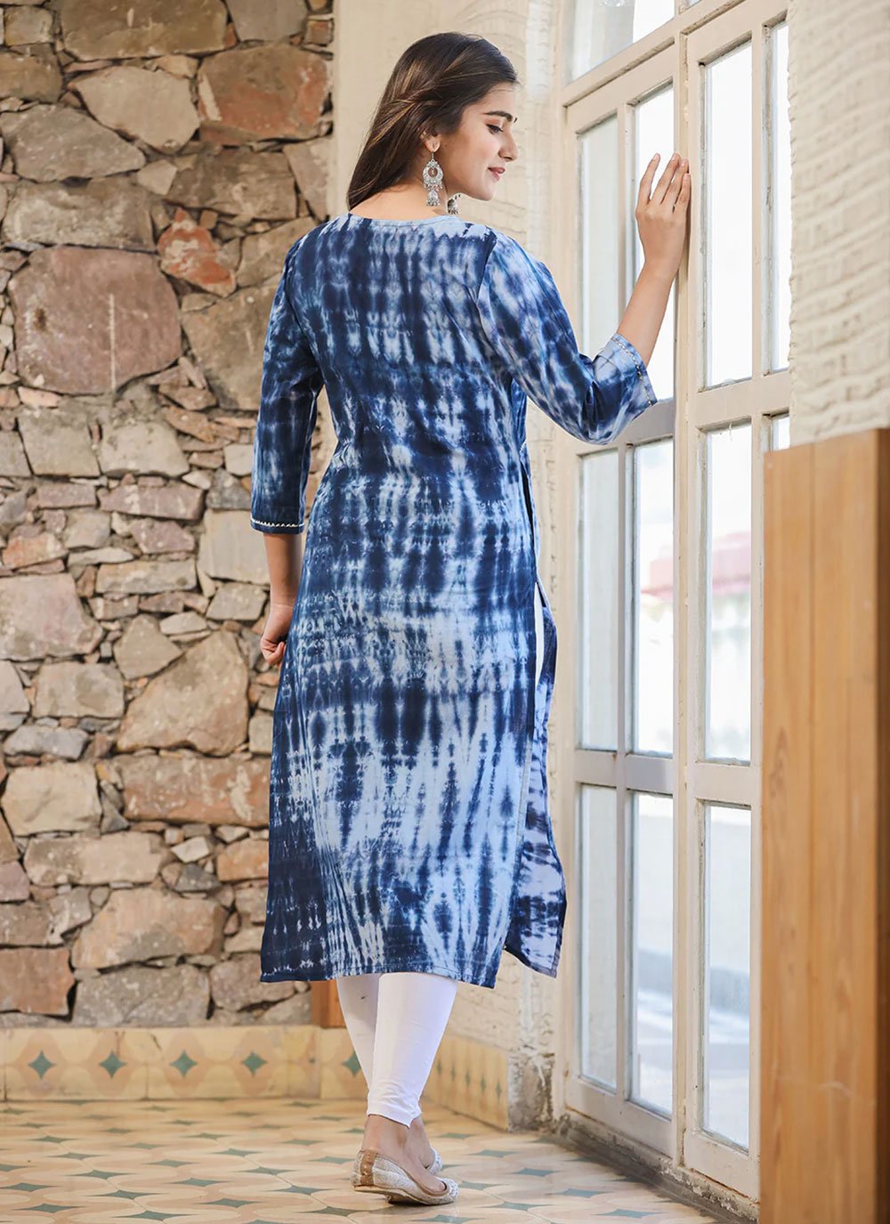 Casual Kurti Cotton Blue Print Kurtis