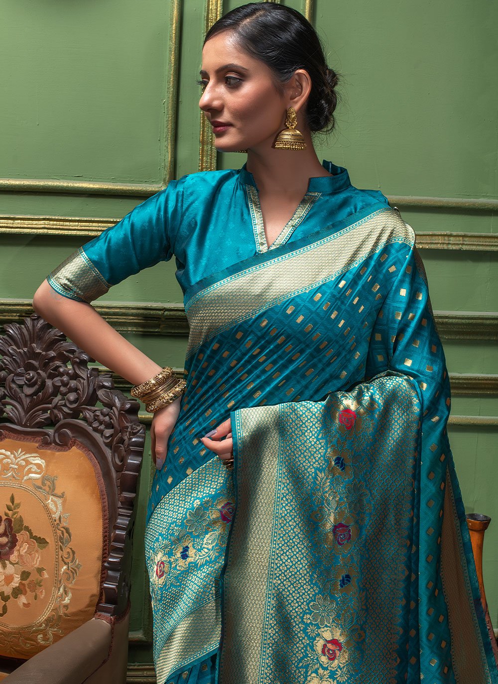 Contemporary Silk Blue Weaving Saree