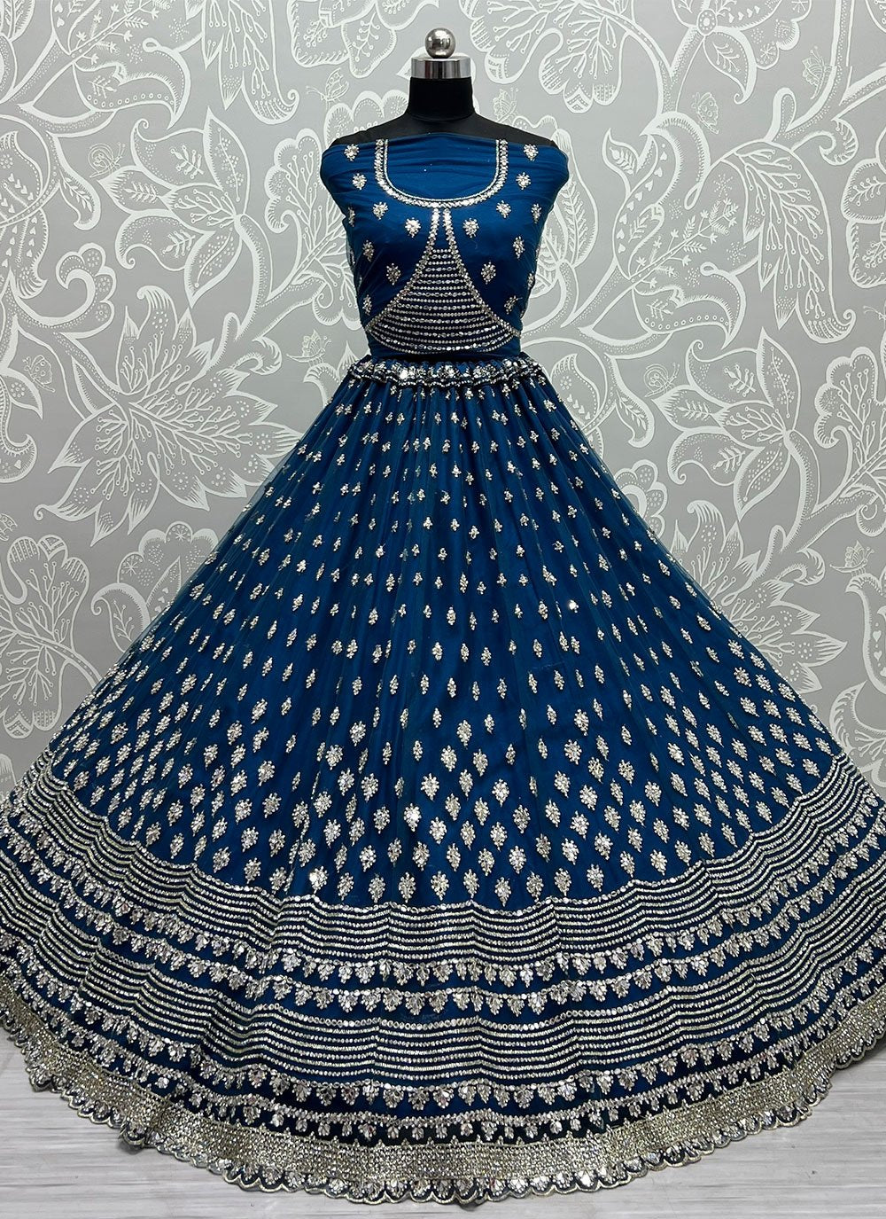 Lehenga Choli Net Blue Diamond Lehenga Choli