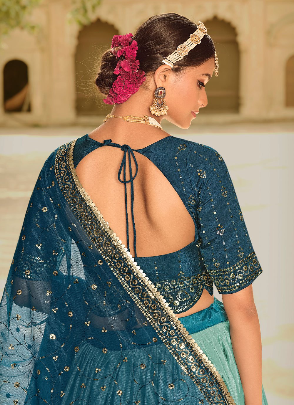 Lehenga Choli Silk Blue Embroidered Lehenga Choli