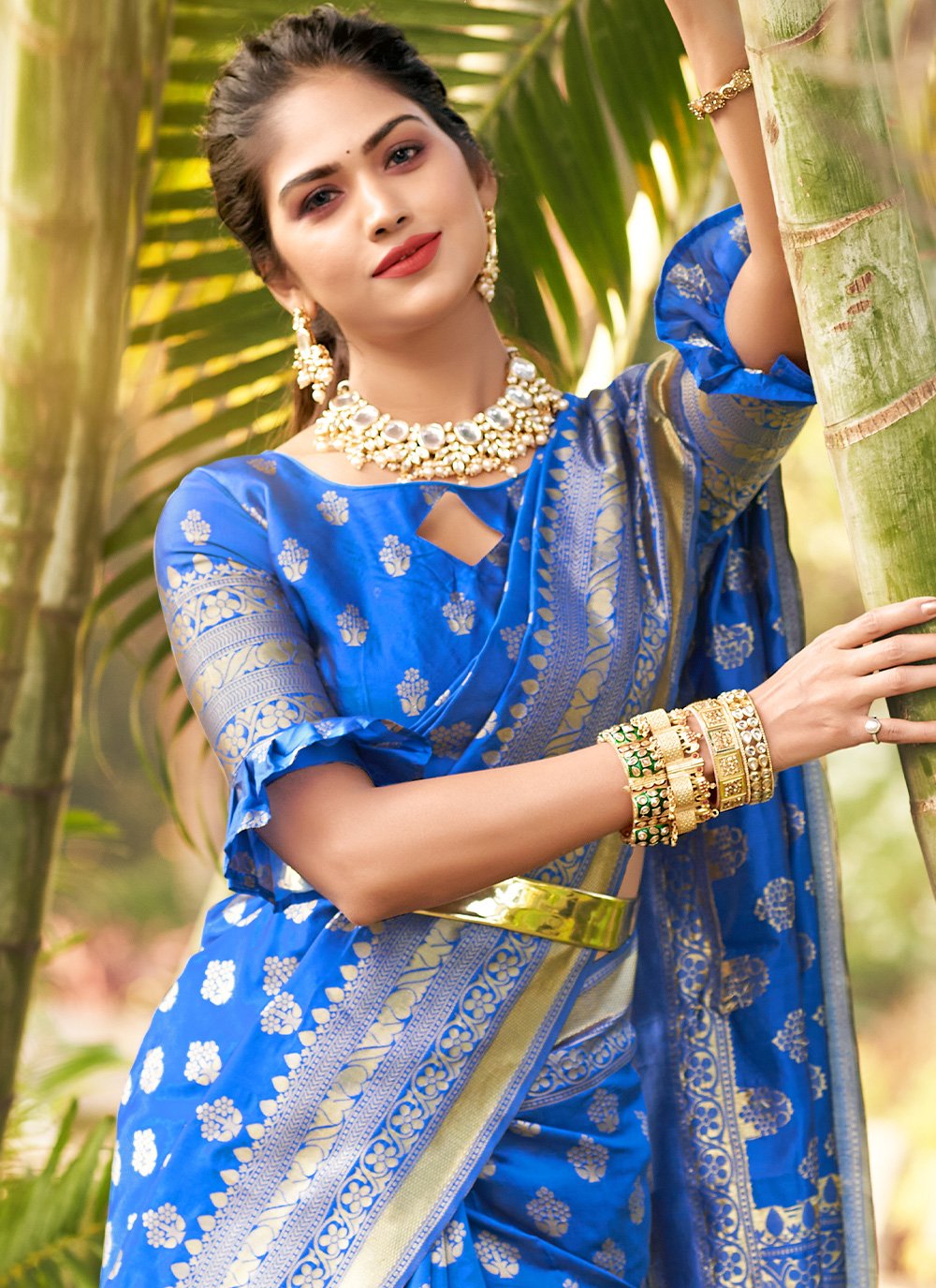 Classic Jacquard Silk Blue Zari Saree