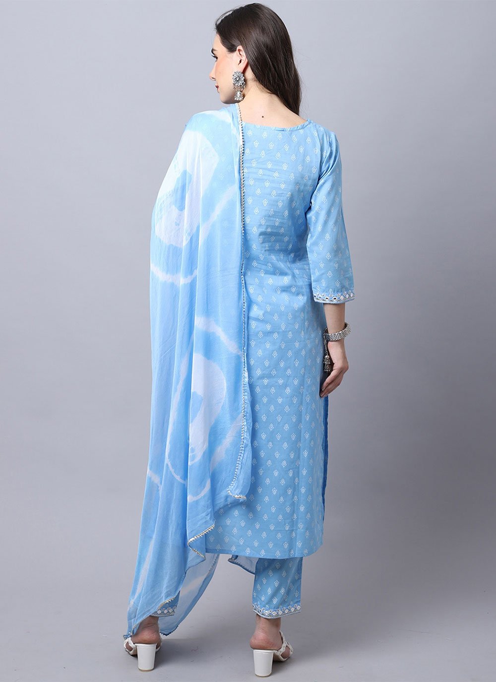 Salwar Suit Cotton Blue Print Salwar Kameez