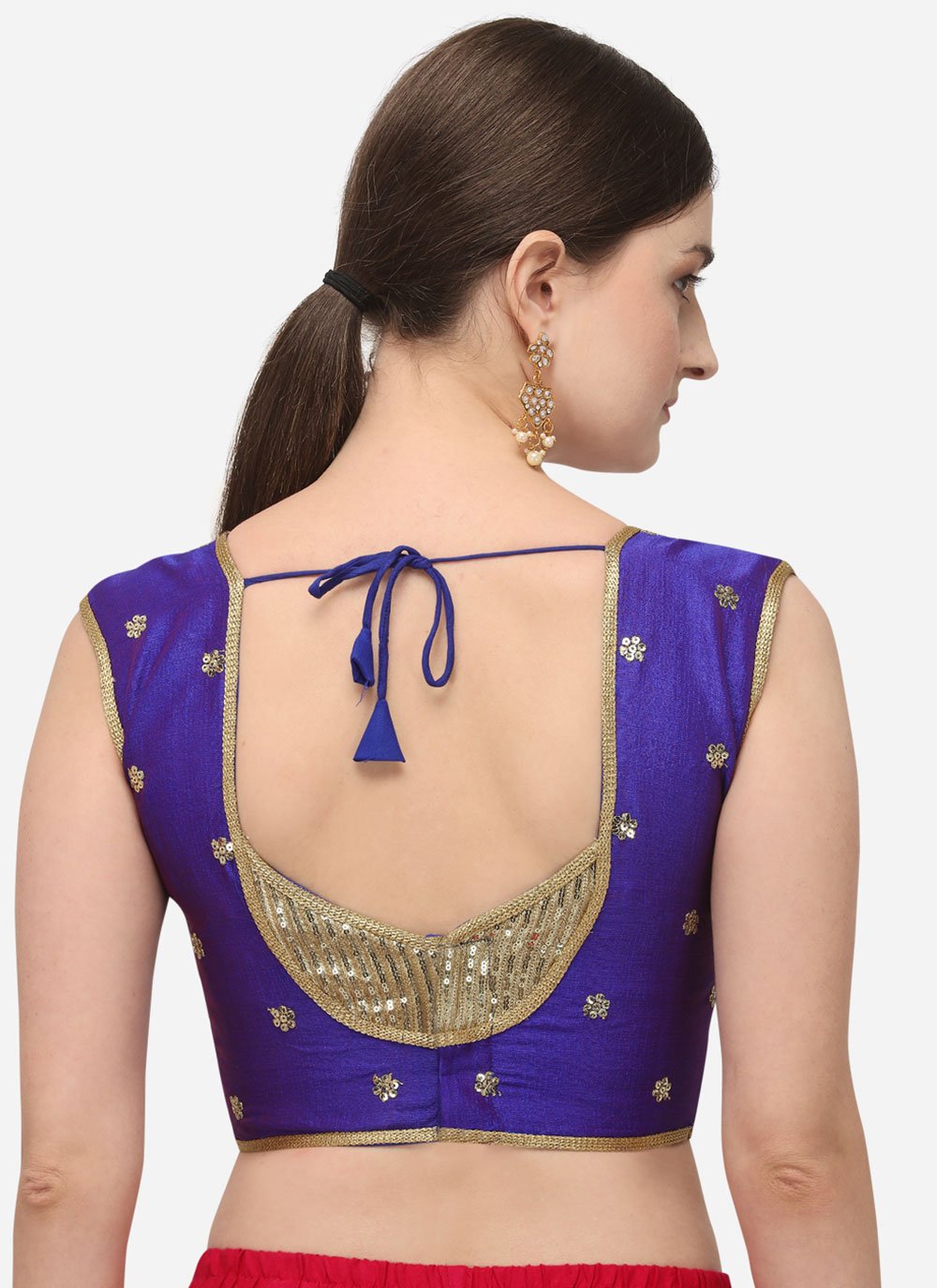 Designer Blouse Silk Blue Embroidered Blouse