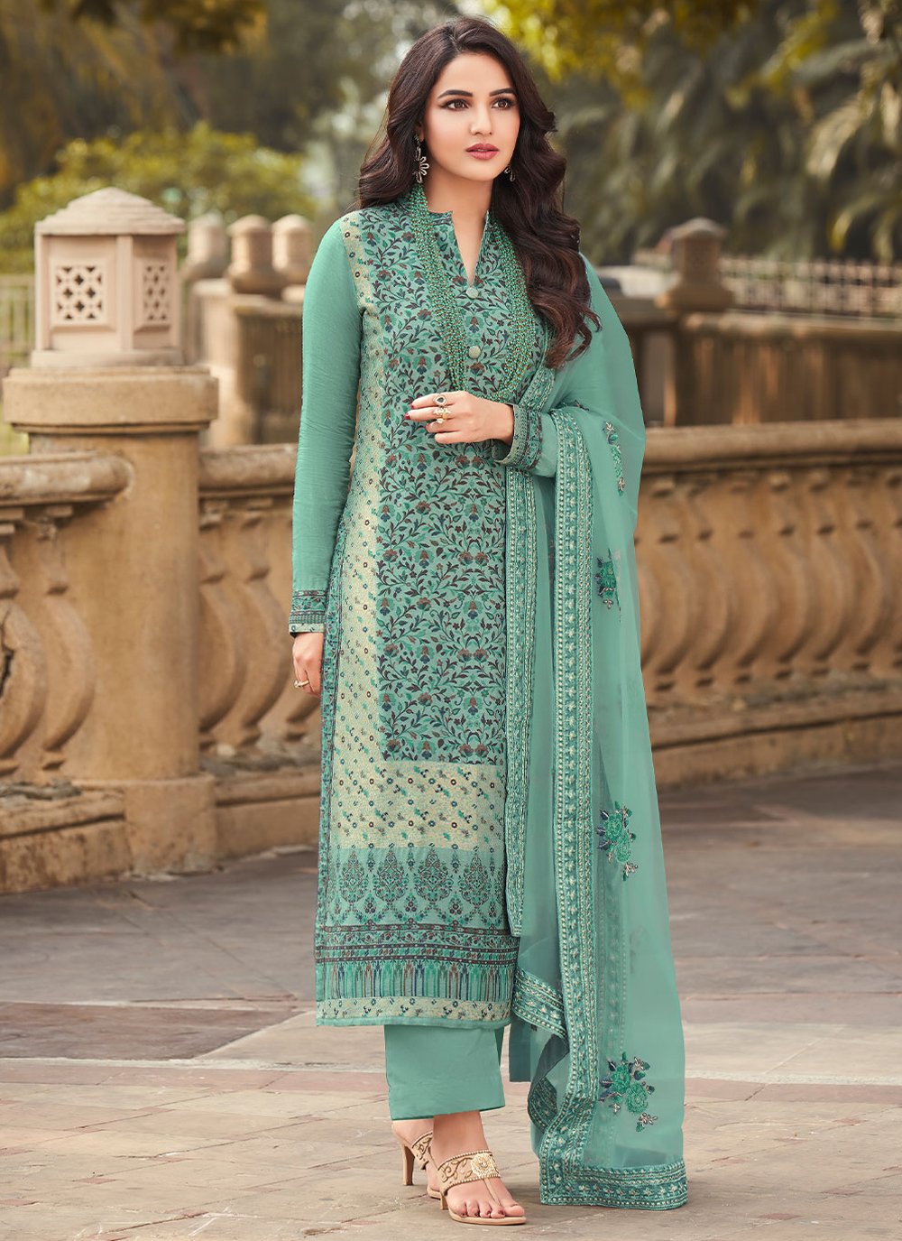 Salwar Suit Viscose Blue Jacquard Work Salwar Kameez – Kajols