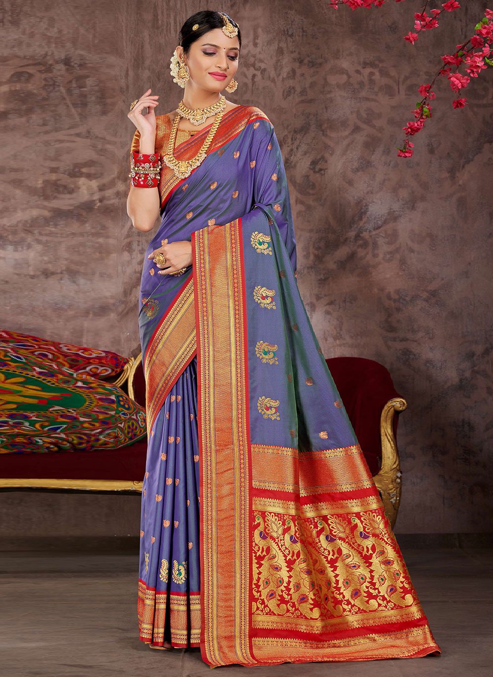 Classic Silk Blue Woven Saree