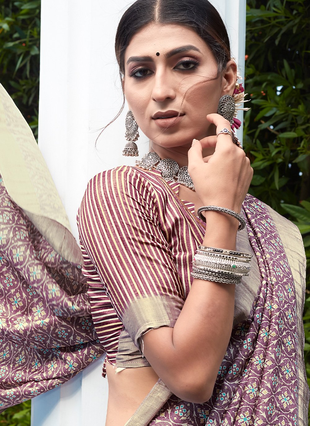 Trendy Saree Banarasi Silk Purple Digital Print Saree