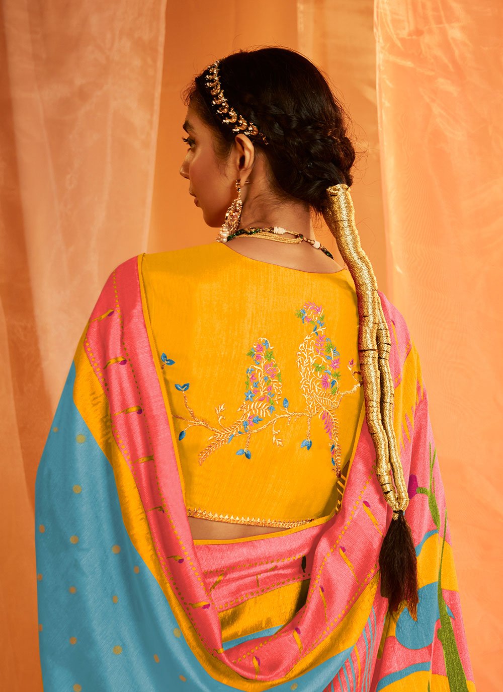 Classic Brasso Silk Aqua Blue Woven Saree