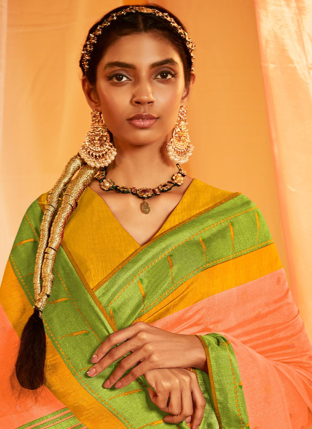 Trendy Saree Brasso Silk Orange Woven Saree