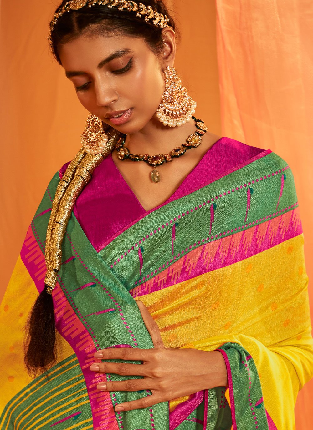 Traditional Saree Brasso Silk Yellow Woven Saree