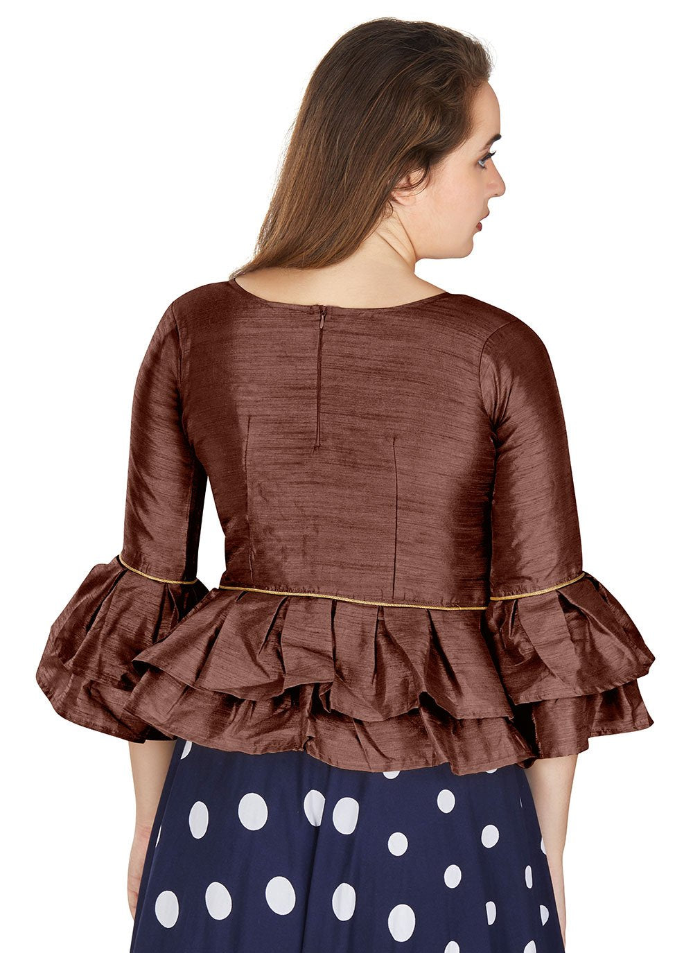 Blouse Art Silk Brown Plain Blouse